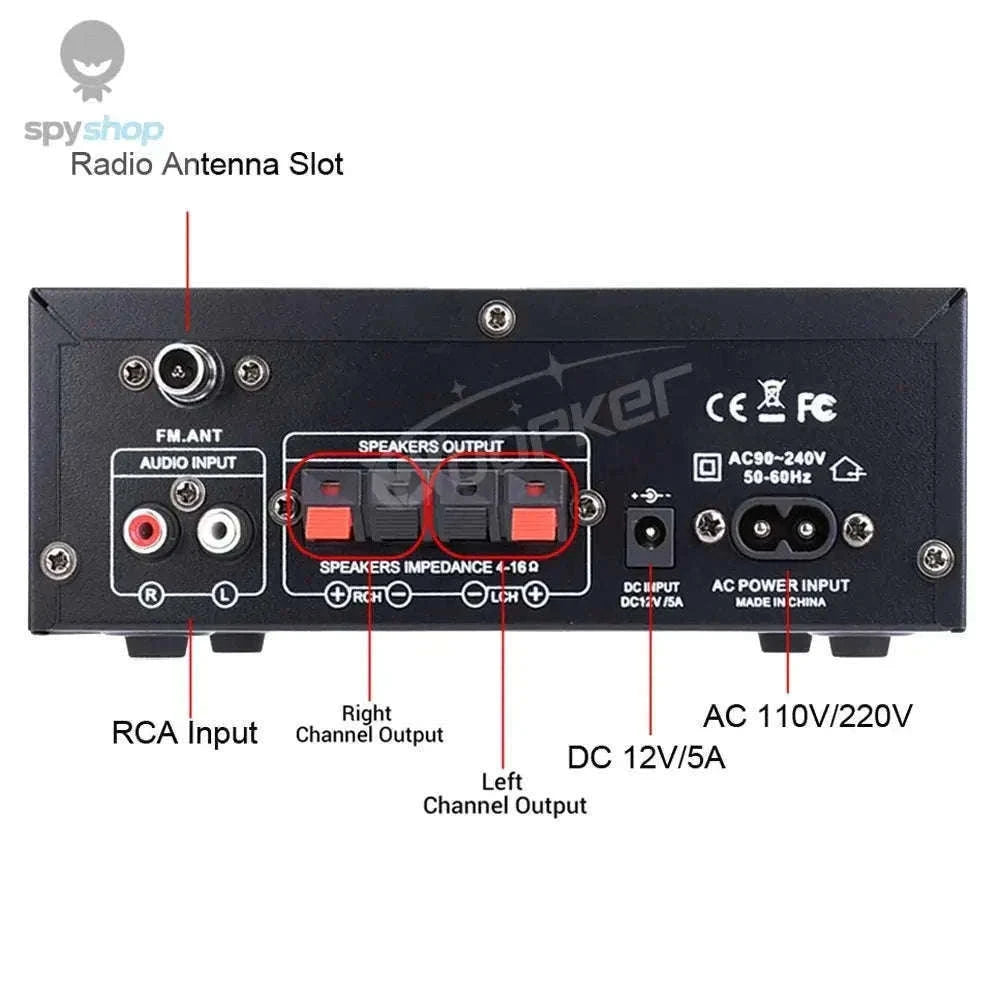 AK45 HiFi Bluetooth Amplifier with Multi-Input Stereo Sound-UK Plug