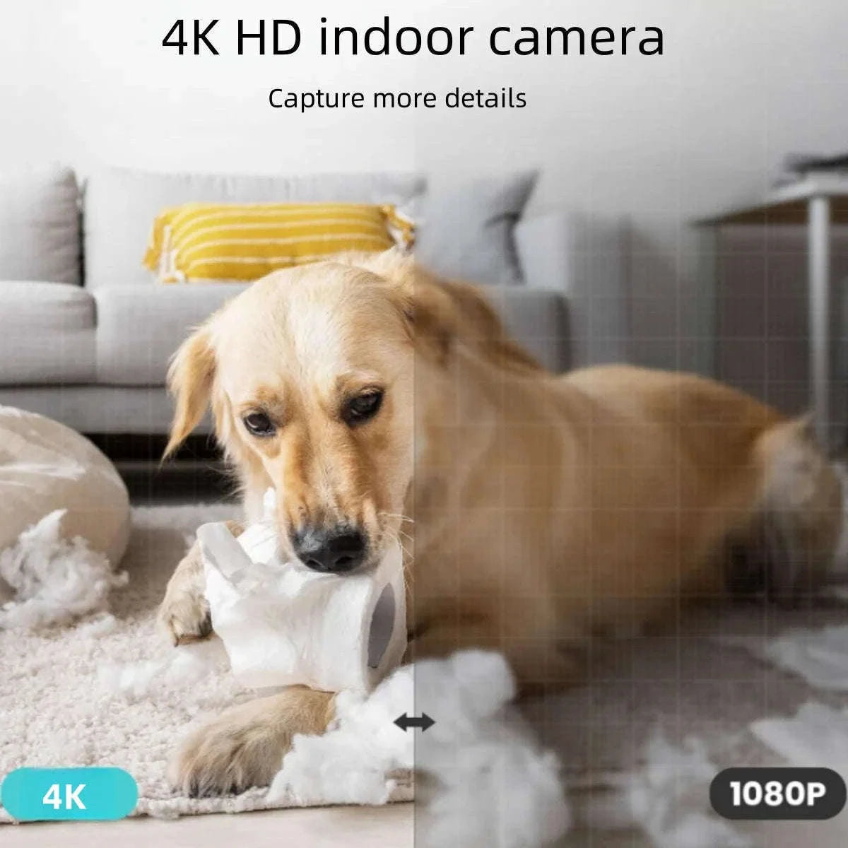 Alarm Clock Camera with Wireless Charging and 4K Mini Security Camera-With 128GB SD Card / China Mainland