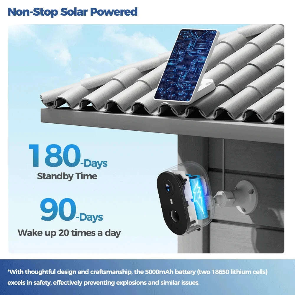 Alevio Outdoor Solar Wireless Security Camera 4MP IP67-Black n 64G / CHINA