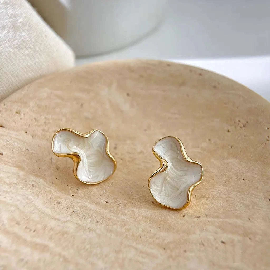 Alien Cloud Earrings – Abstract White Studs for Women-ES4044