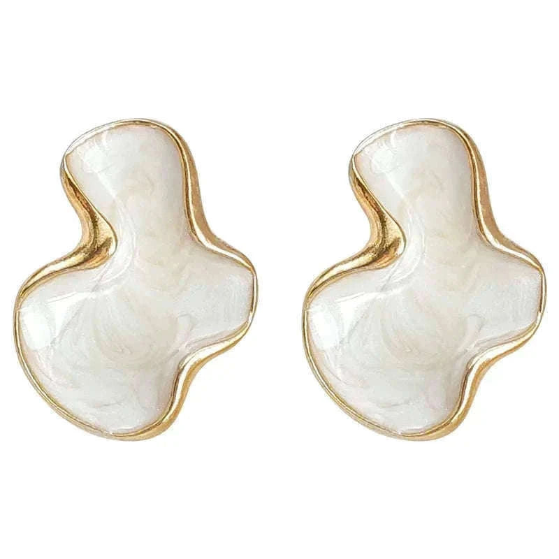 Alien Cloud Earrings – Abstract White Studs for Women-ES4044