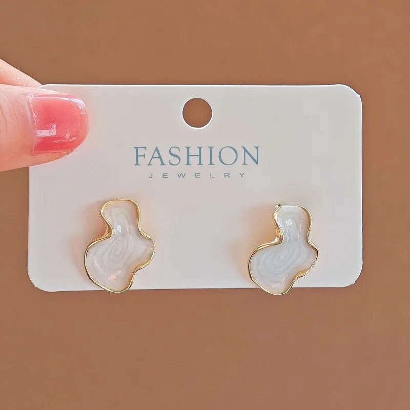 Alien Cloud Earrings – Abstract White Studs for Women-ES4044
