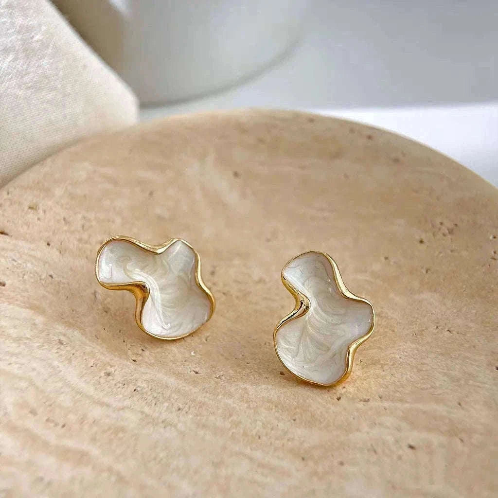 Alien Cloud Earrings – Abstract White Studs for Women-ES4044