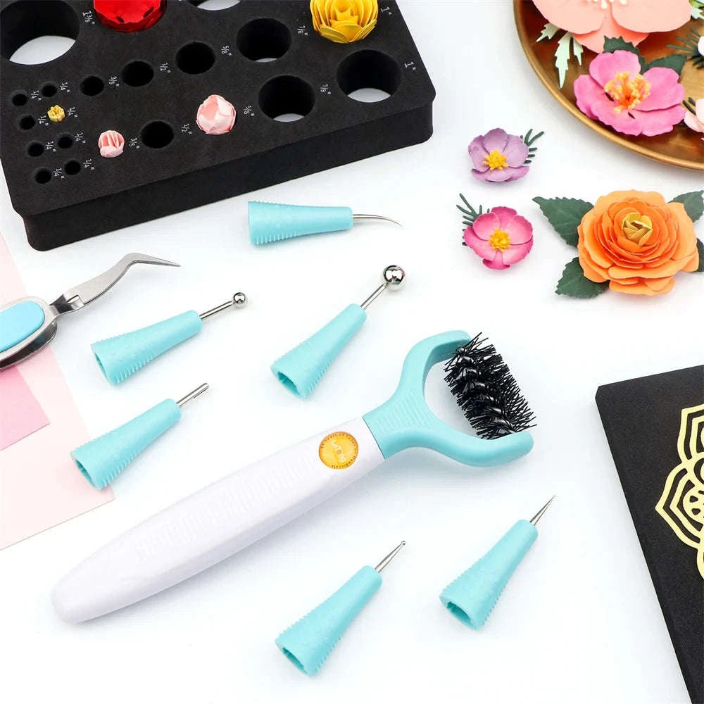 All-in-One Paper Flower Sculpting Tool Kit with 7 Interchangeable Tips-1 / United States