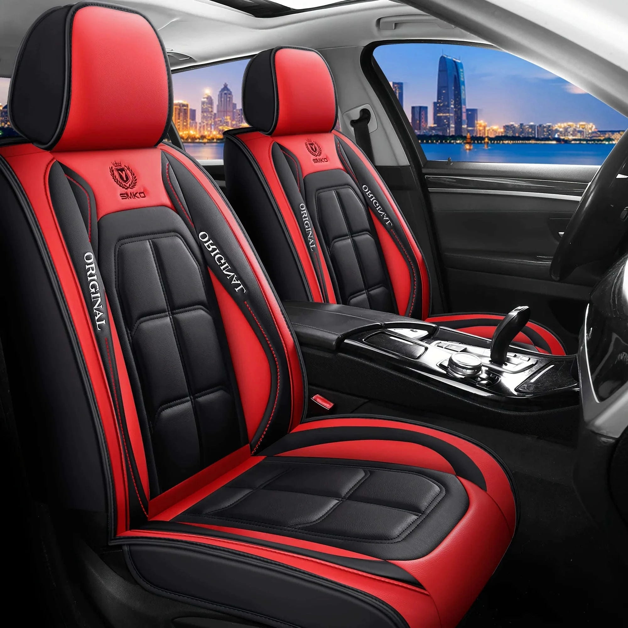 All-Inclusive Leather Car Seat Cover-red 1pcs / China Mainland