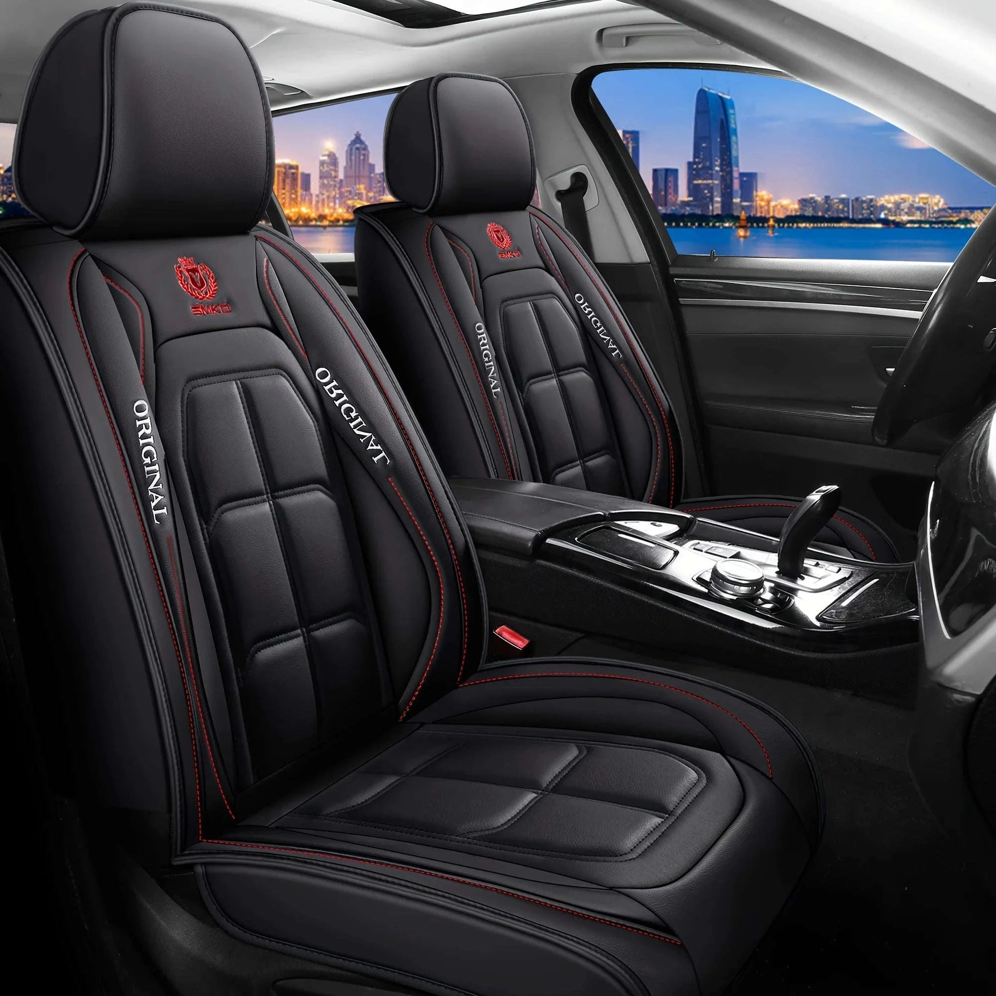 All-Inclusive Leather Car Seat Cover-red 1pcs / China Mainland