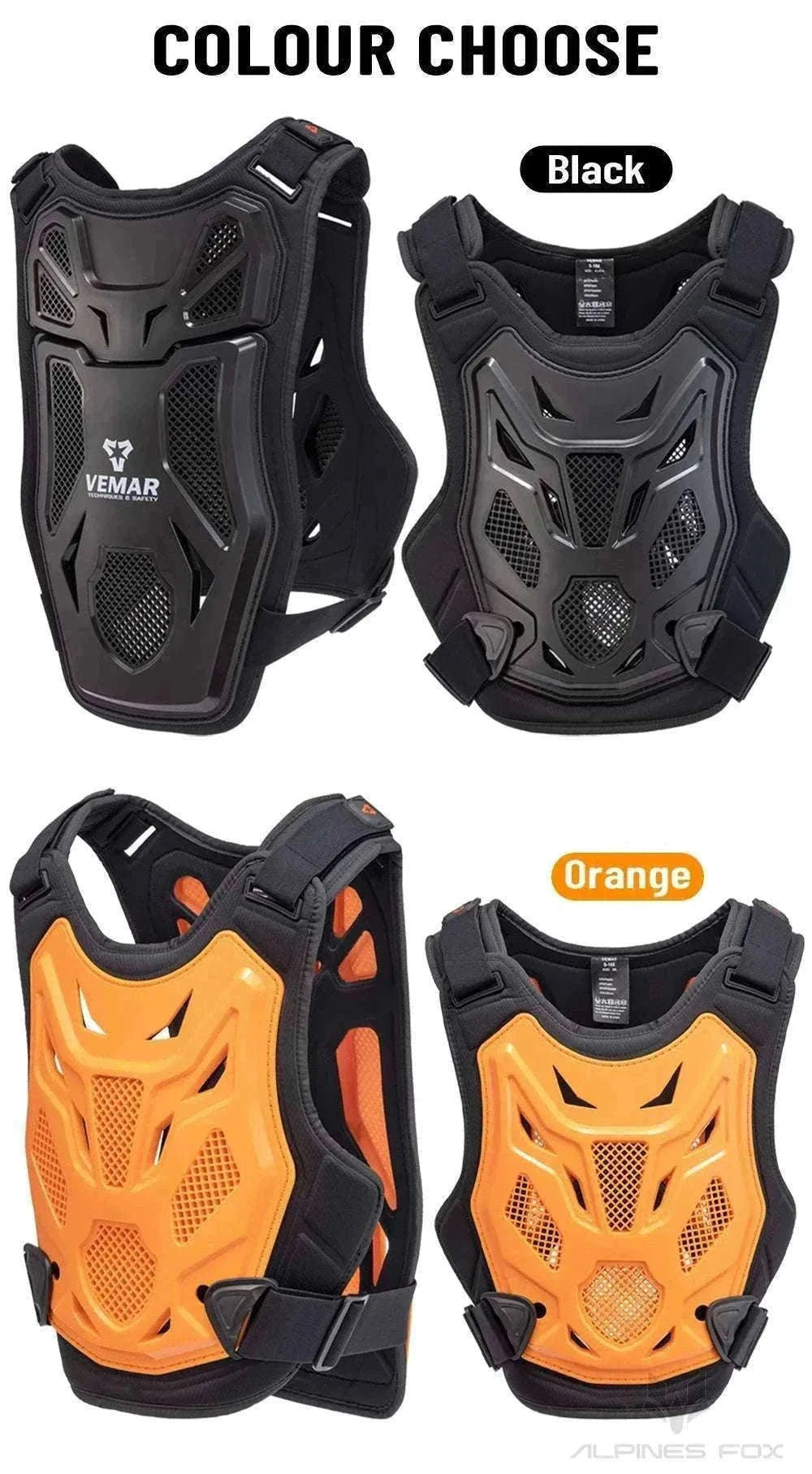 All-Season Motocross Armor Vest Chest & Back Protector Gear-White / M-L
