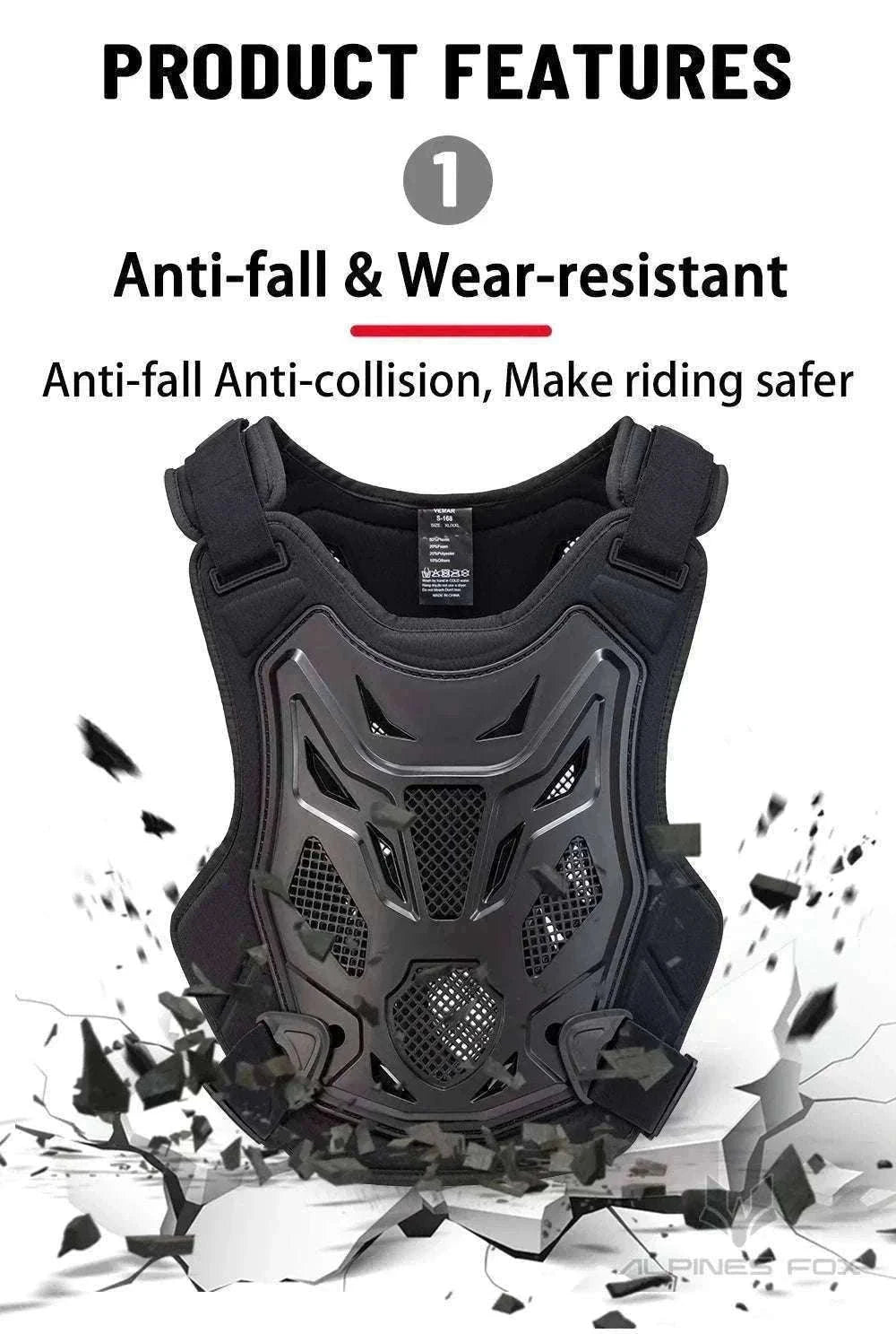 All-Season Motocross Armor Vest Chest & Back Protector Gear-White / M-L