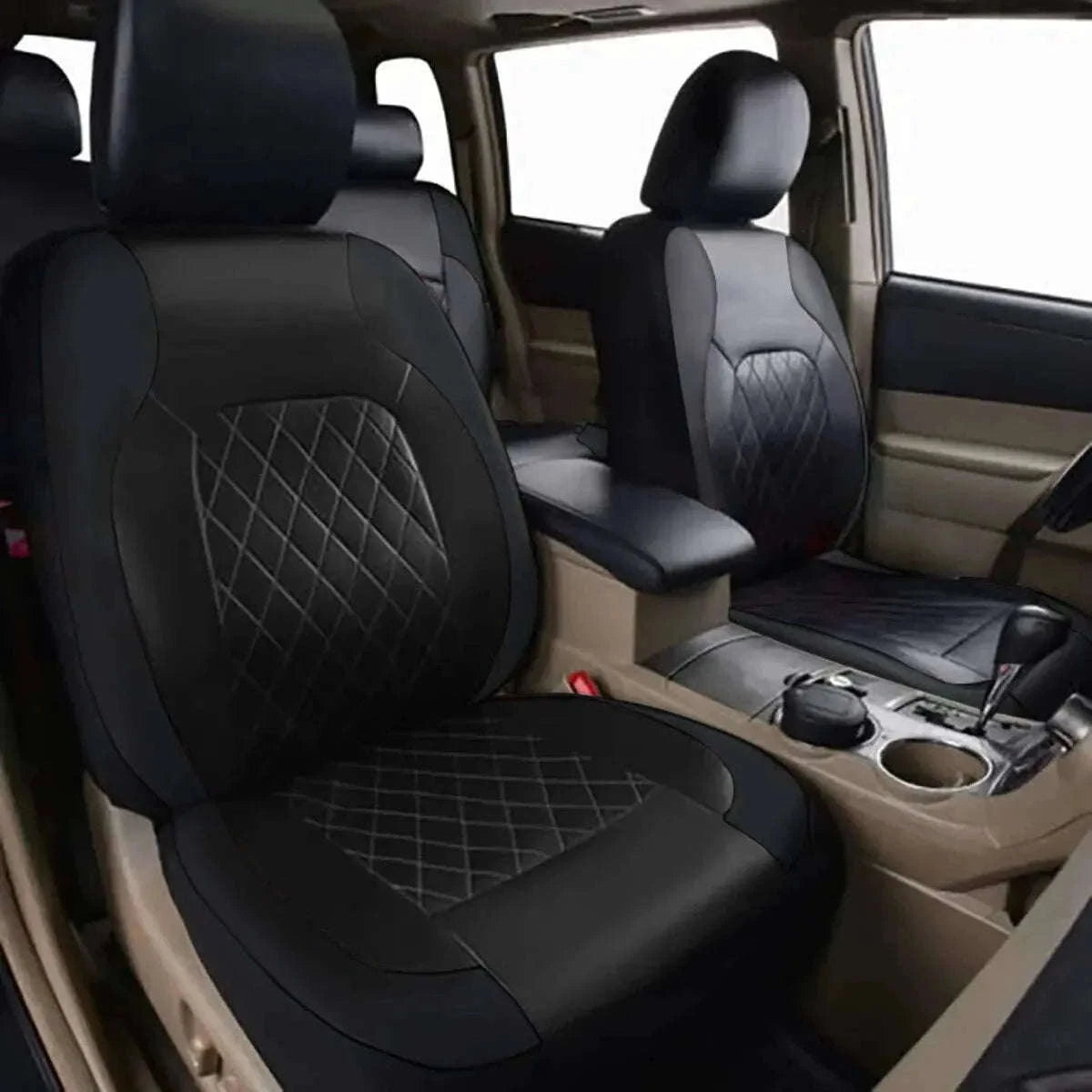 All-Season Quilted PU Leather Car Seat Cover Set-AE-2041-BL