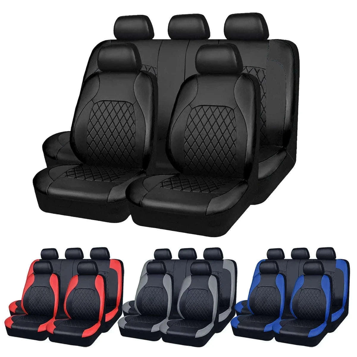 All-Season Quilted PU Leather Car Seat Cover Set-AE-2041-BL