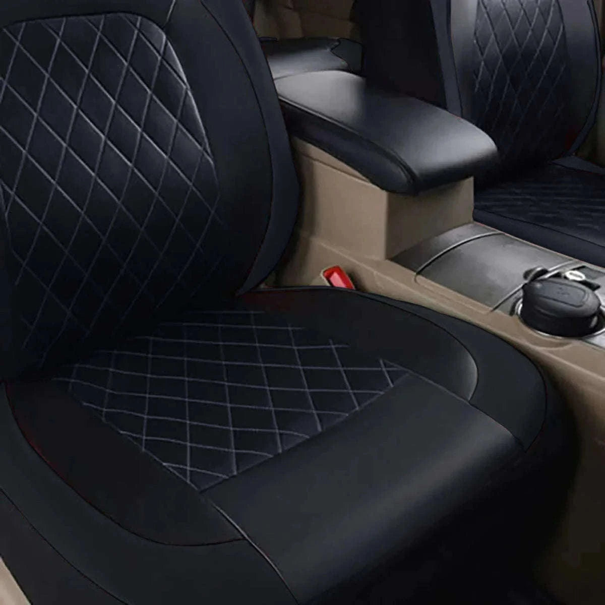 All-Season Quilted PU Leather Car Seat Cover Set-AE-2041-BL