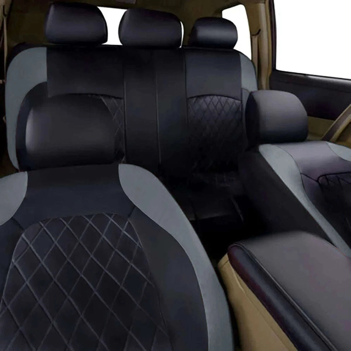 All-Season Quilted PU Leather Car Seat Cover Set-AE-2041-BL