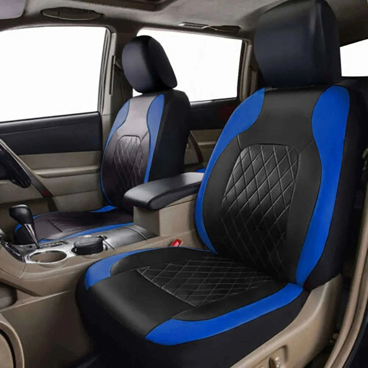 All-Season Quilted PU Leather Car Seat Cover Set-AE-2041-BL