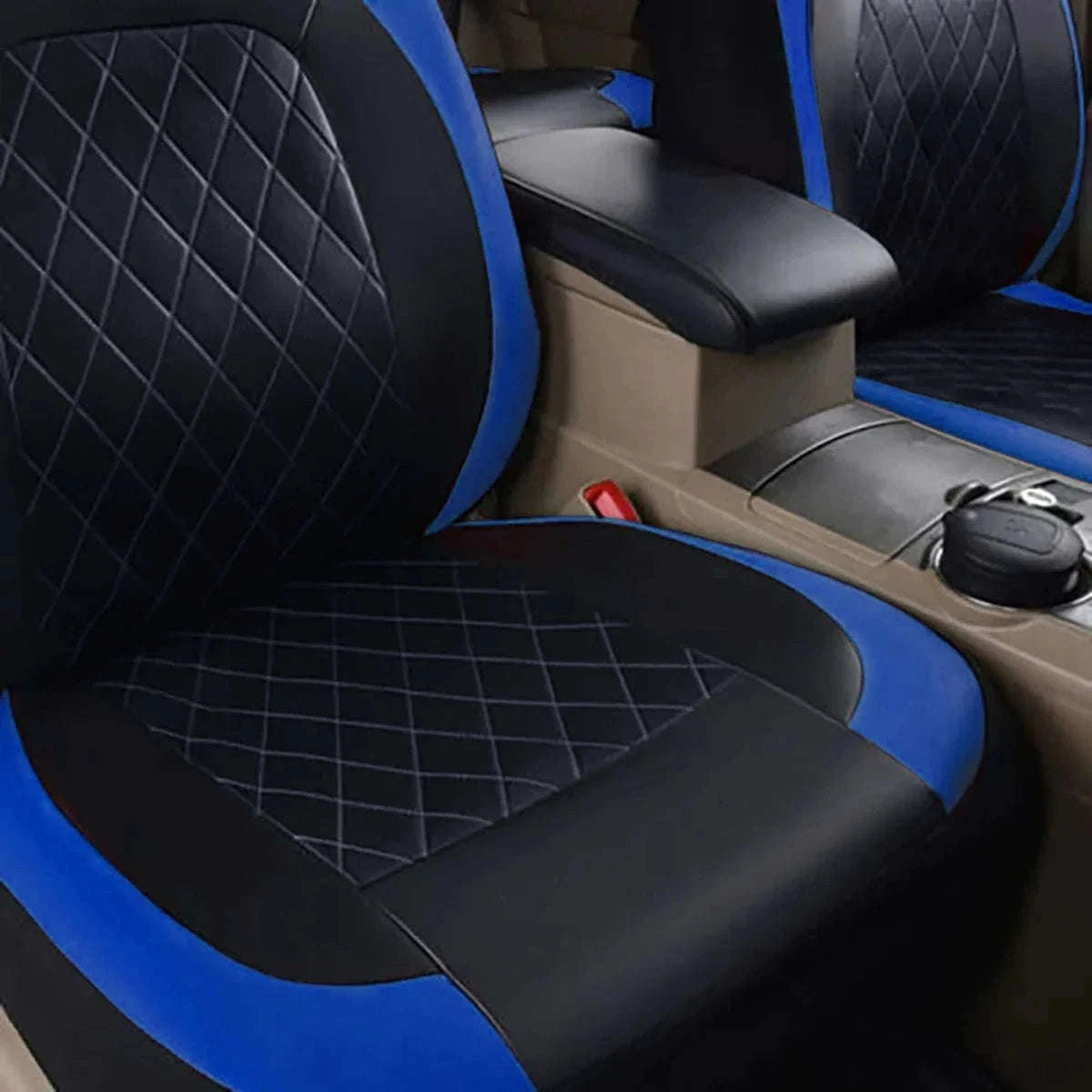All-Season Quilted PU Leather Car Seat Cover Set-AE-2041-BL