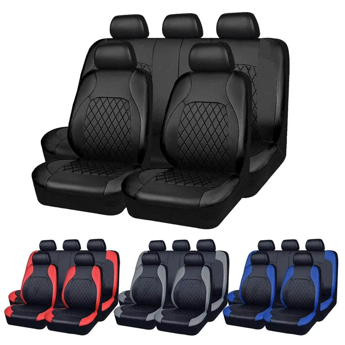 All-Season Quilted PU Leather Car Seat Cover Set-AE-2041-BL
