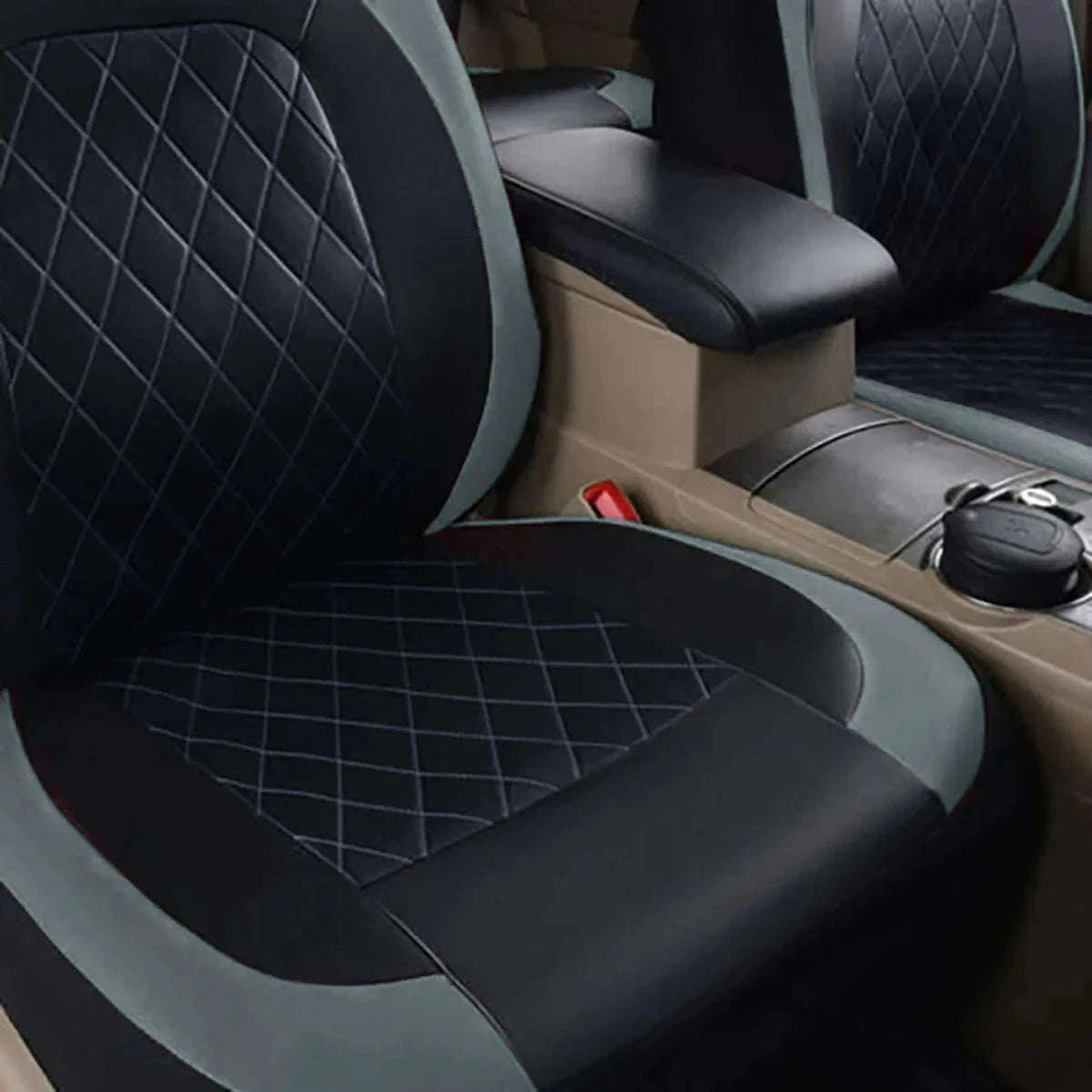 All-Season Quilted PU Leather Car Seat Cover Set-AE-2041-BL