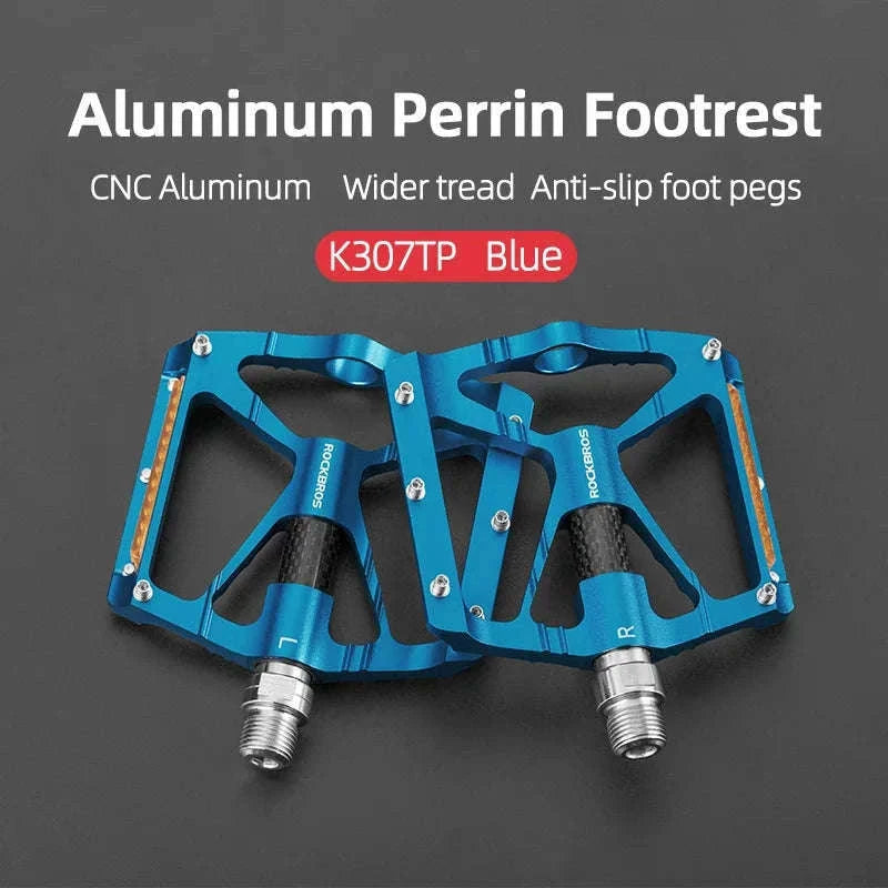 Aluminum Alloy Bike Pedals with Non-Slip Grip & Reflective Safety-K307PT Blue