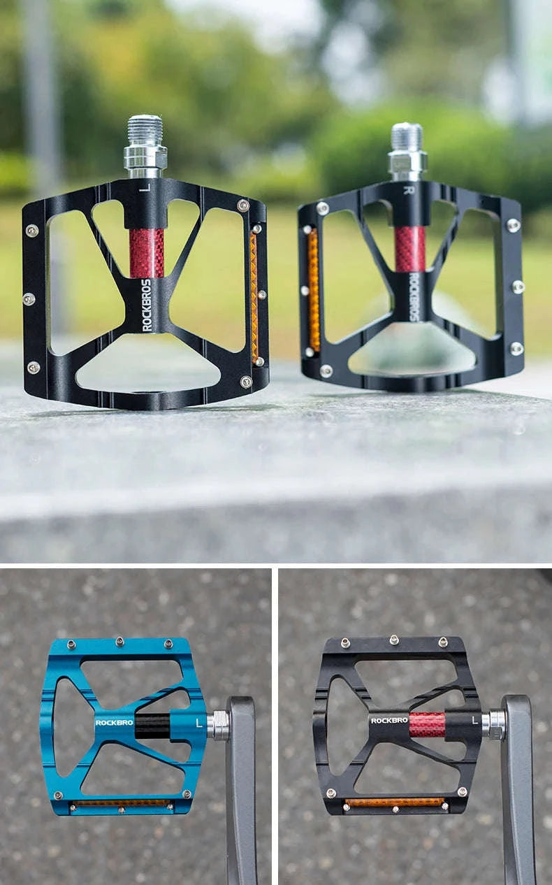 Aluminum Alloy Bike Pedals with Non-Slip Grip & Reflective Safety-K307PT Blue