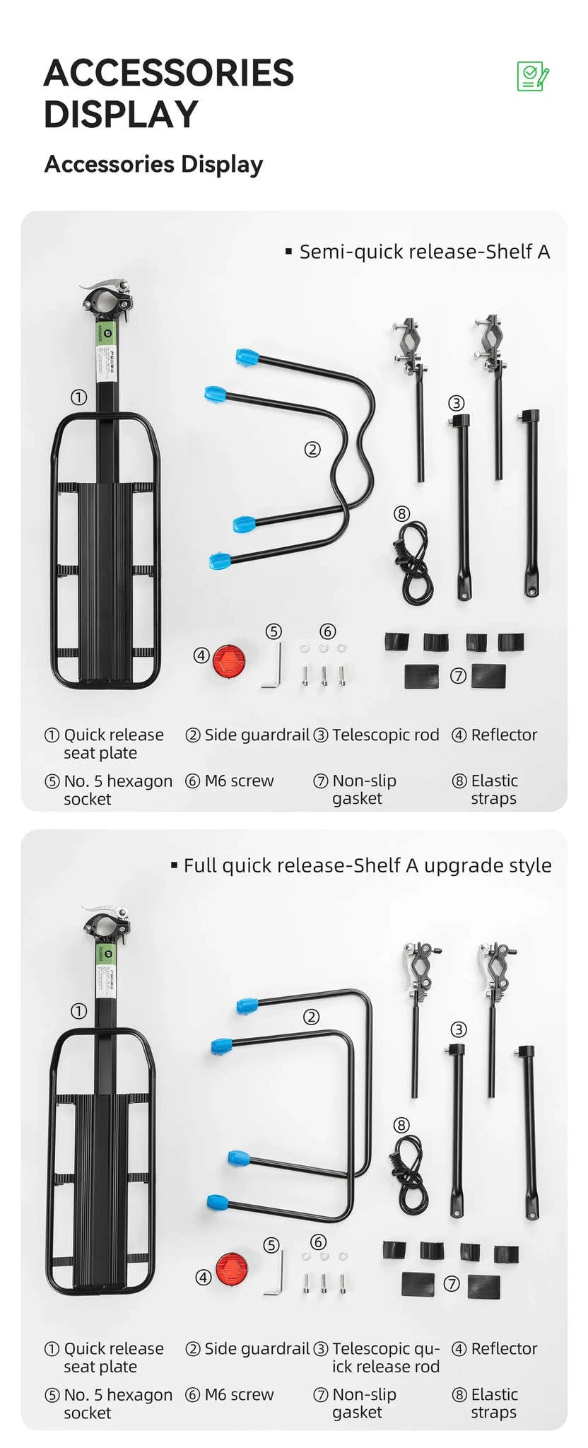 Aluminum Alloy Bike Rear Rack 25kg Detachable Cargo Carrier-Regular B