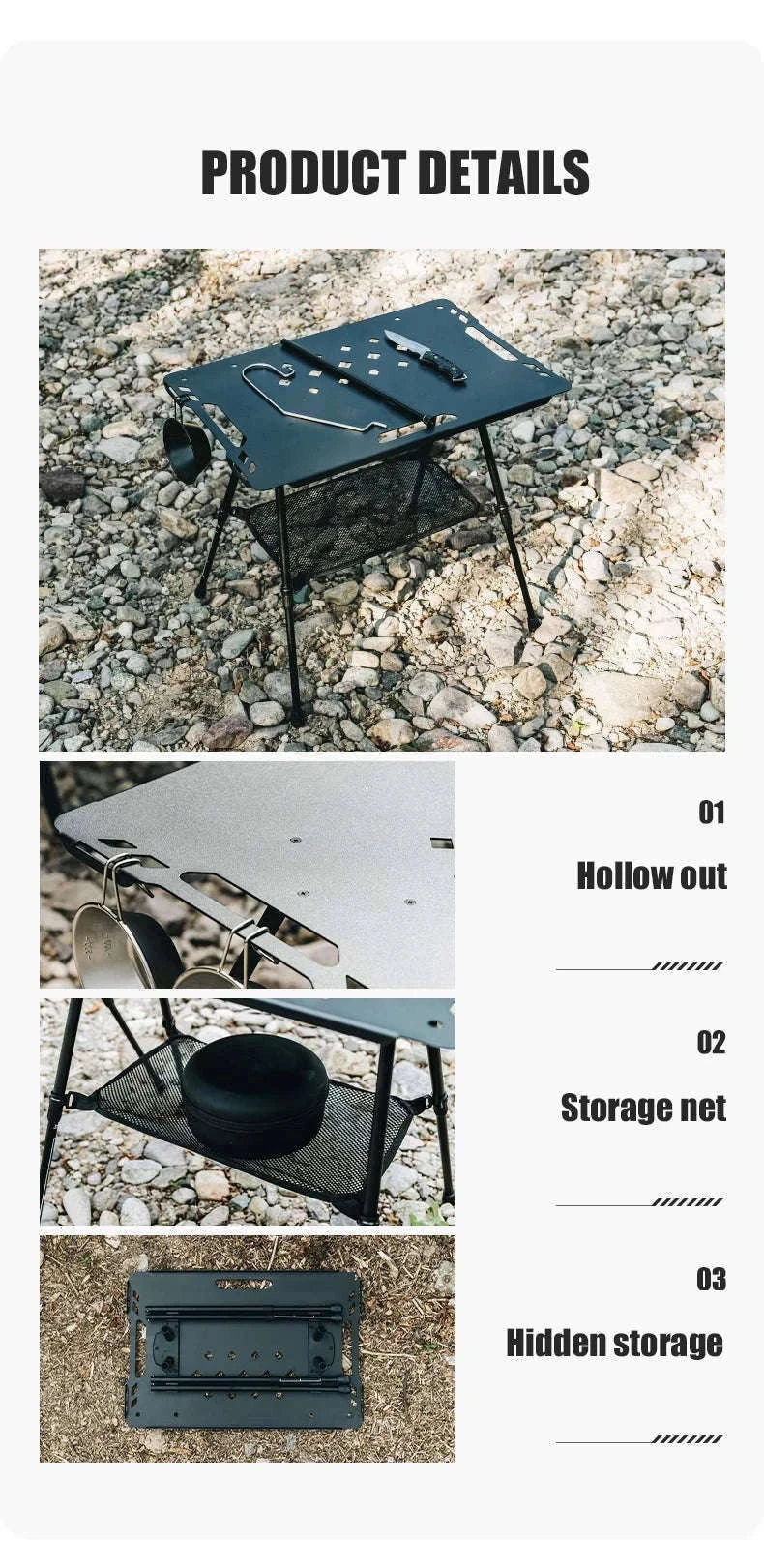 Aluminum Alloy IGT Tactical Folding Table with Adjustable Legs-IGT Storage Rack