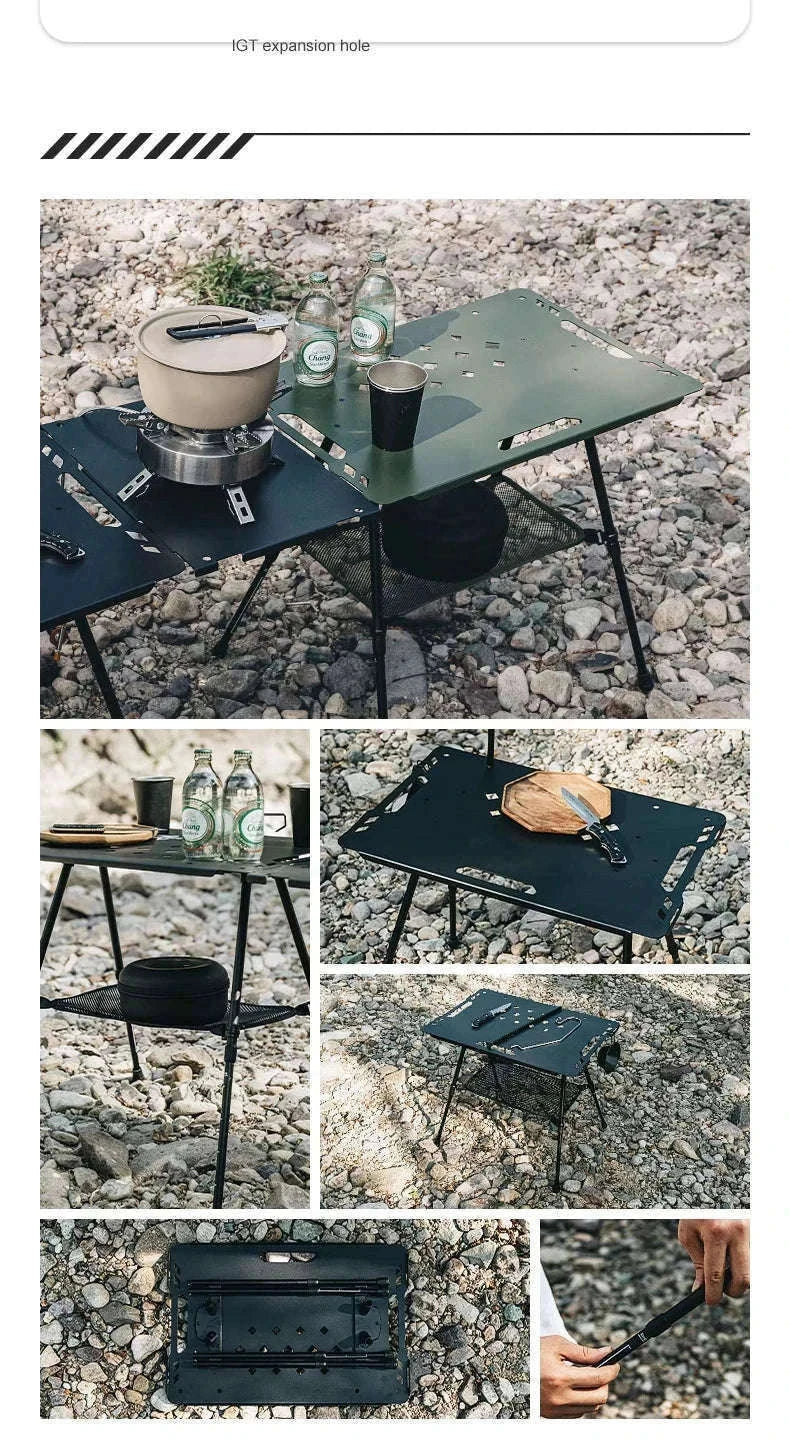Aluminum Alloy IGT Tactical Folding Table with Adjustable Legs-IGT Storage Rack