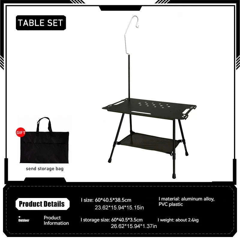 Aluminum Alloy IGT Tactical Folding Table with Adjustable Legs-IGT Storage Rack
