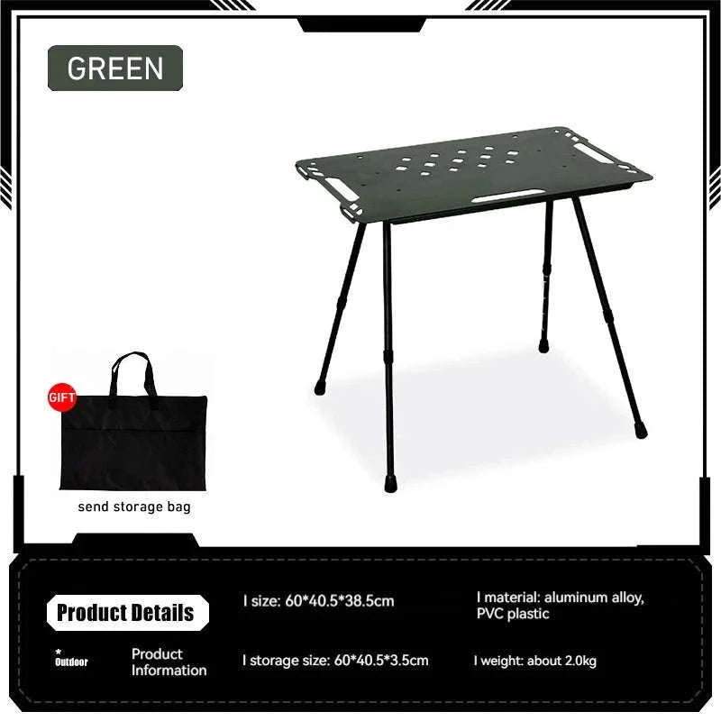 Aluminum Alloy IGT Tactical Folding Table with Adjustable Legs-IGT Storage Rack
