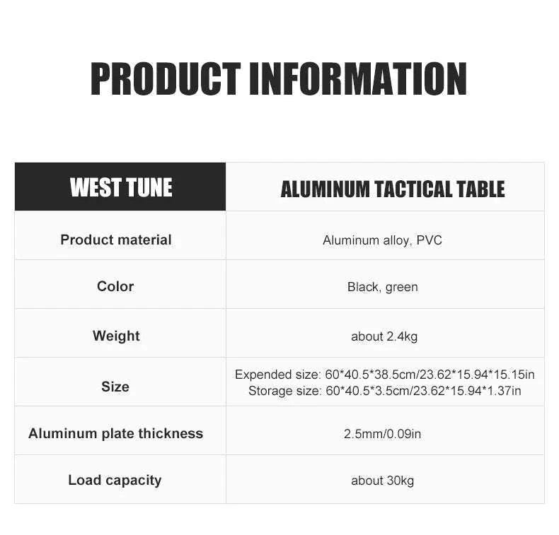 Aluminum Alloy IGT Tactical Folding Table with Adjustable Legs-IGT Storage Rack