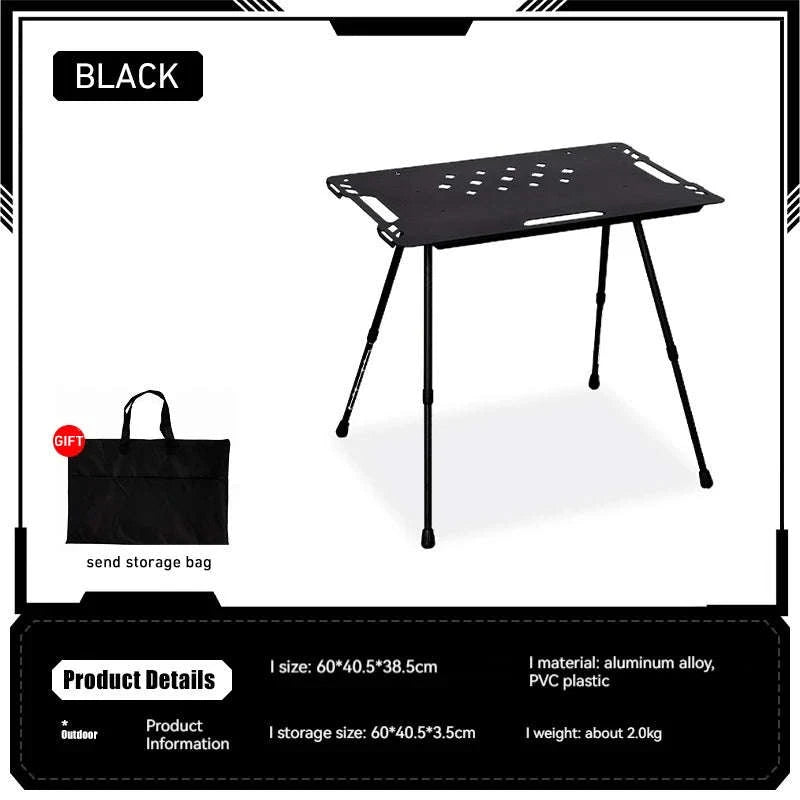 Aluminum Alloy IGT Tactical Folding Table with Adjustable Legs-IGT Storage Rack