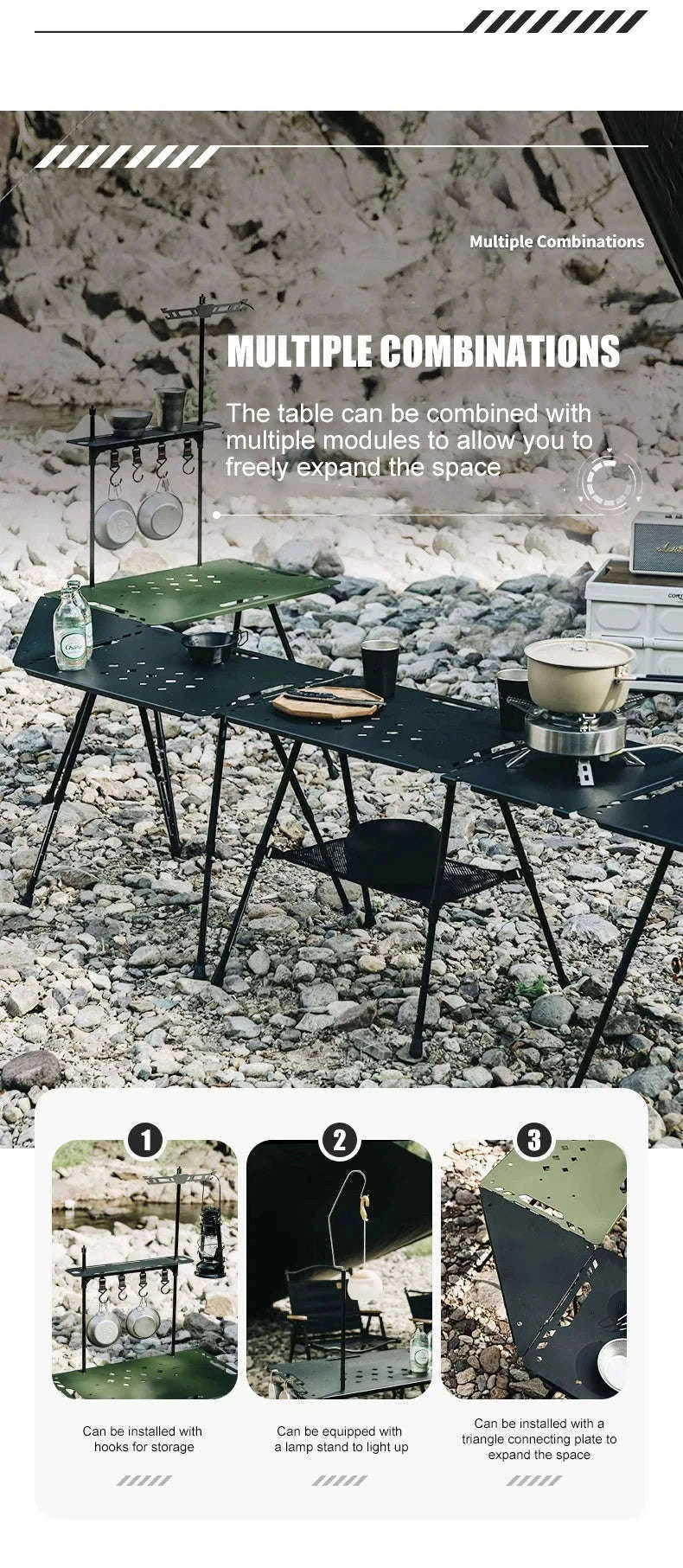 Aluminum Alloy IGT Tactical Folding Table with Adjustable Legs-IGT Storage Rack