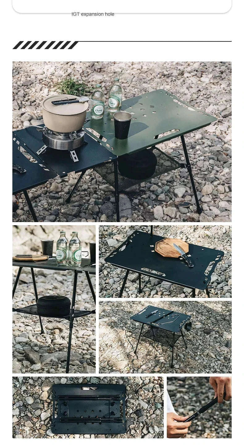 Aluminum Alloy IGT Tactical Folding Table with Adjustable Legs-IGT Storage Rack