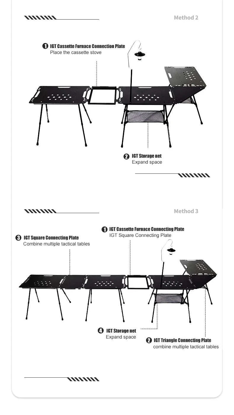 Aluminum Alloy IGT Tactical Folding Table with Adjustable Legs-IGT Storage Rack