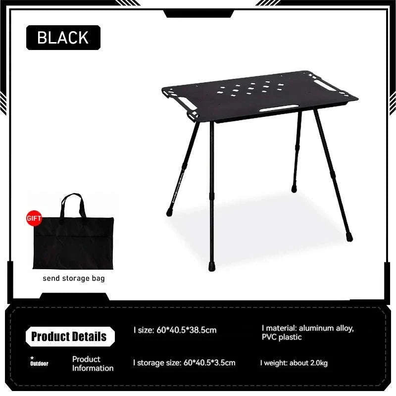 Aluminum Alloy IGT Tactical Folding Table with Adjustable Legs-IGT Storage Rack