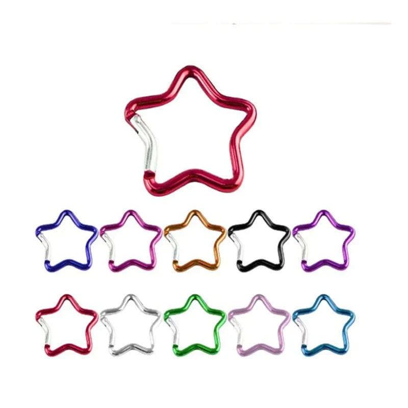 Aluminum Alloy Star Shaped Spring Locking Carabiner Keychain Clip-Mix colors / 100 pcs