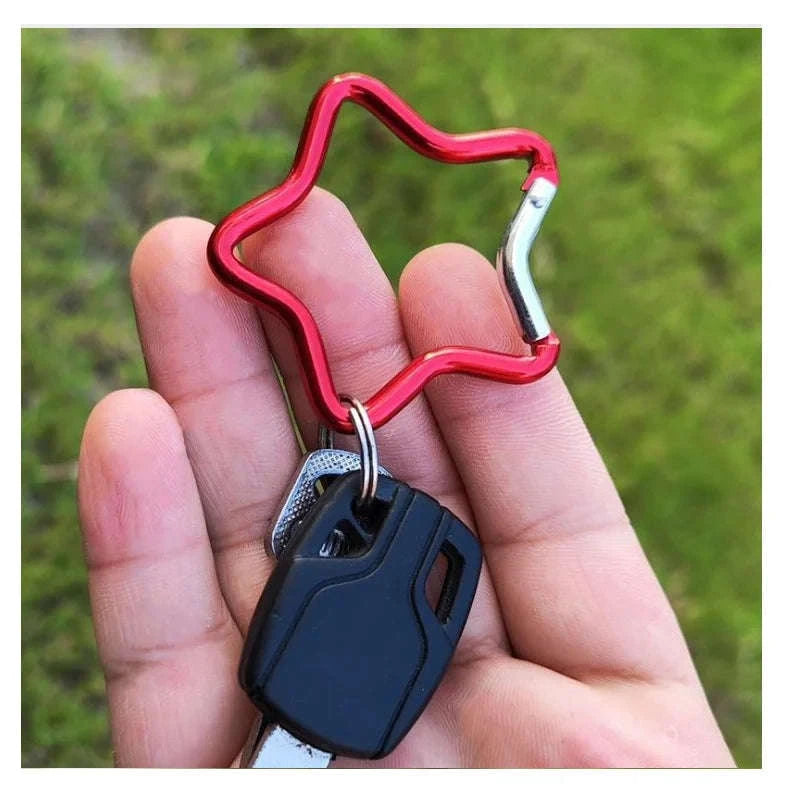 Aluminum Alloy Star Shaped Spring Locking Carabiner Keychain Clip-Mix colors / 100 pcs