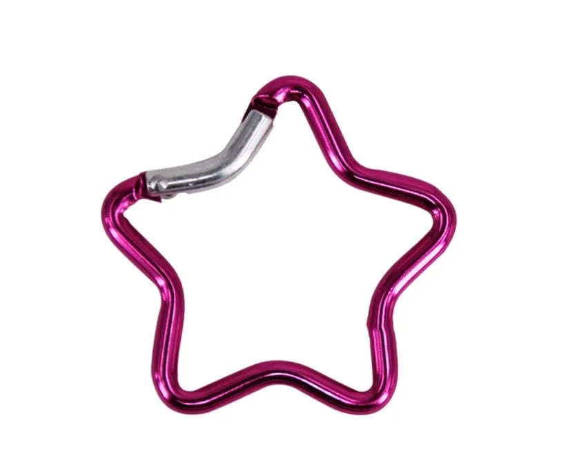 Aluminum Alloy Star Shaped Spring Locking Carabiner Keychain Clip-Mix colors / 100 pcs