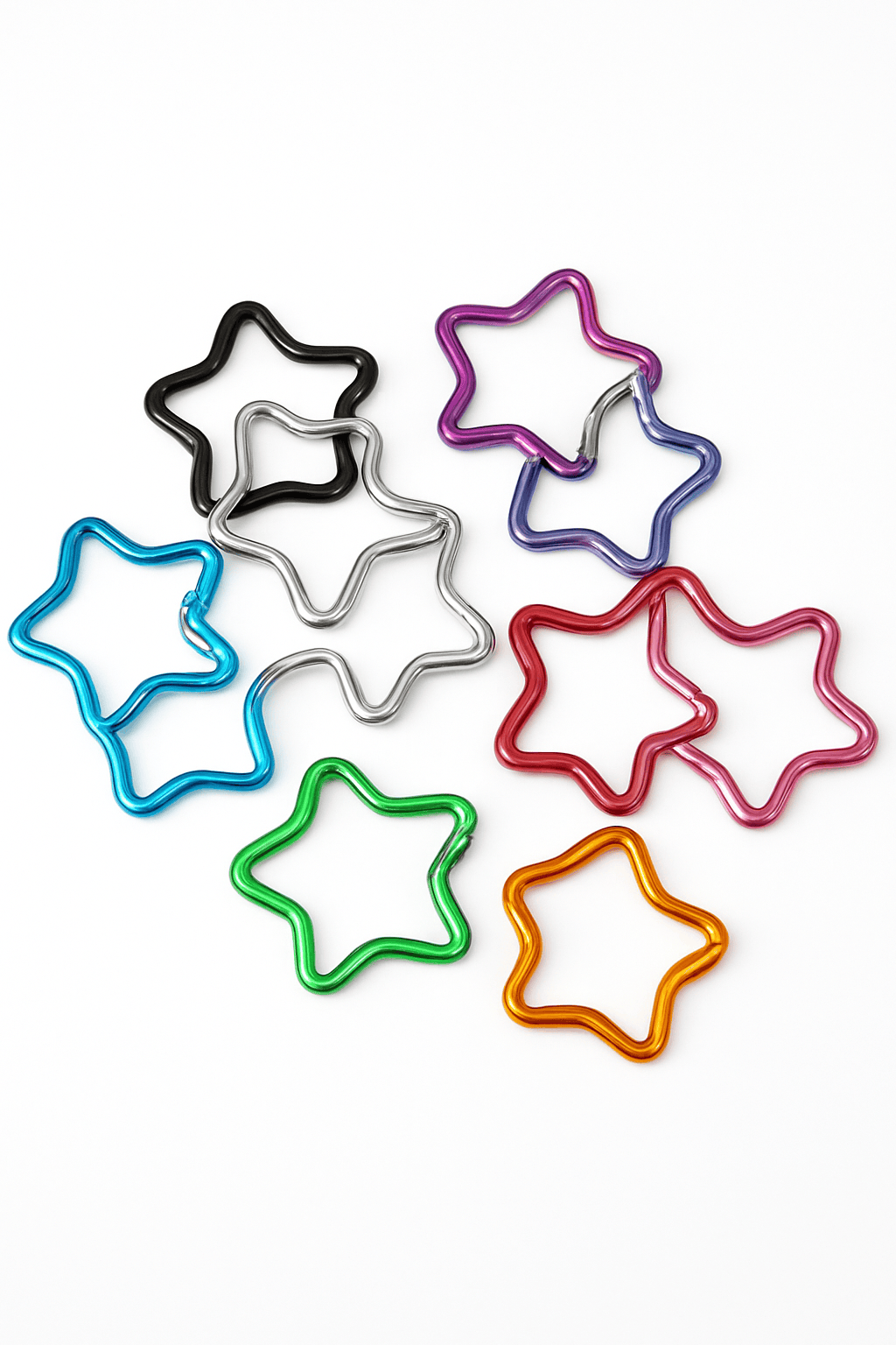 Aluminum Alloy Star Shaped Spring Locking Carabiner Keychain Clip-Mix colors / 100 pcs