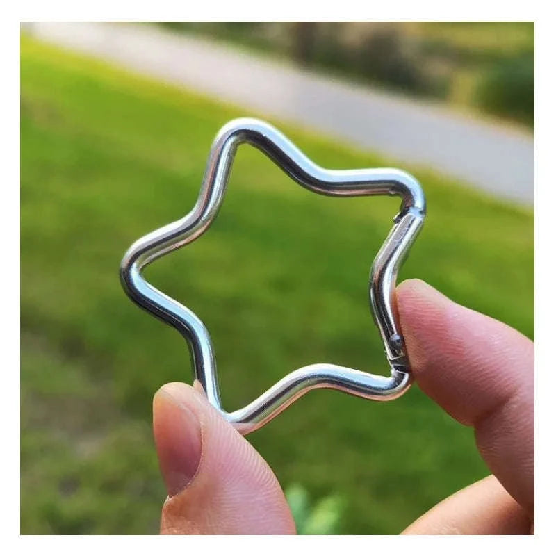 Aluminum Alloy Star Shaped Spring Locking Carabiner Keychain Clip-Mix colors / 100 pcs