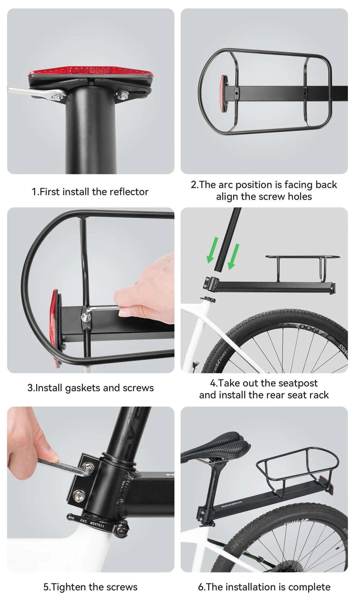 Aluminum Bike Rear Rack Carrier Shelf for Extra Storage on Rides-H310