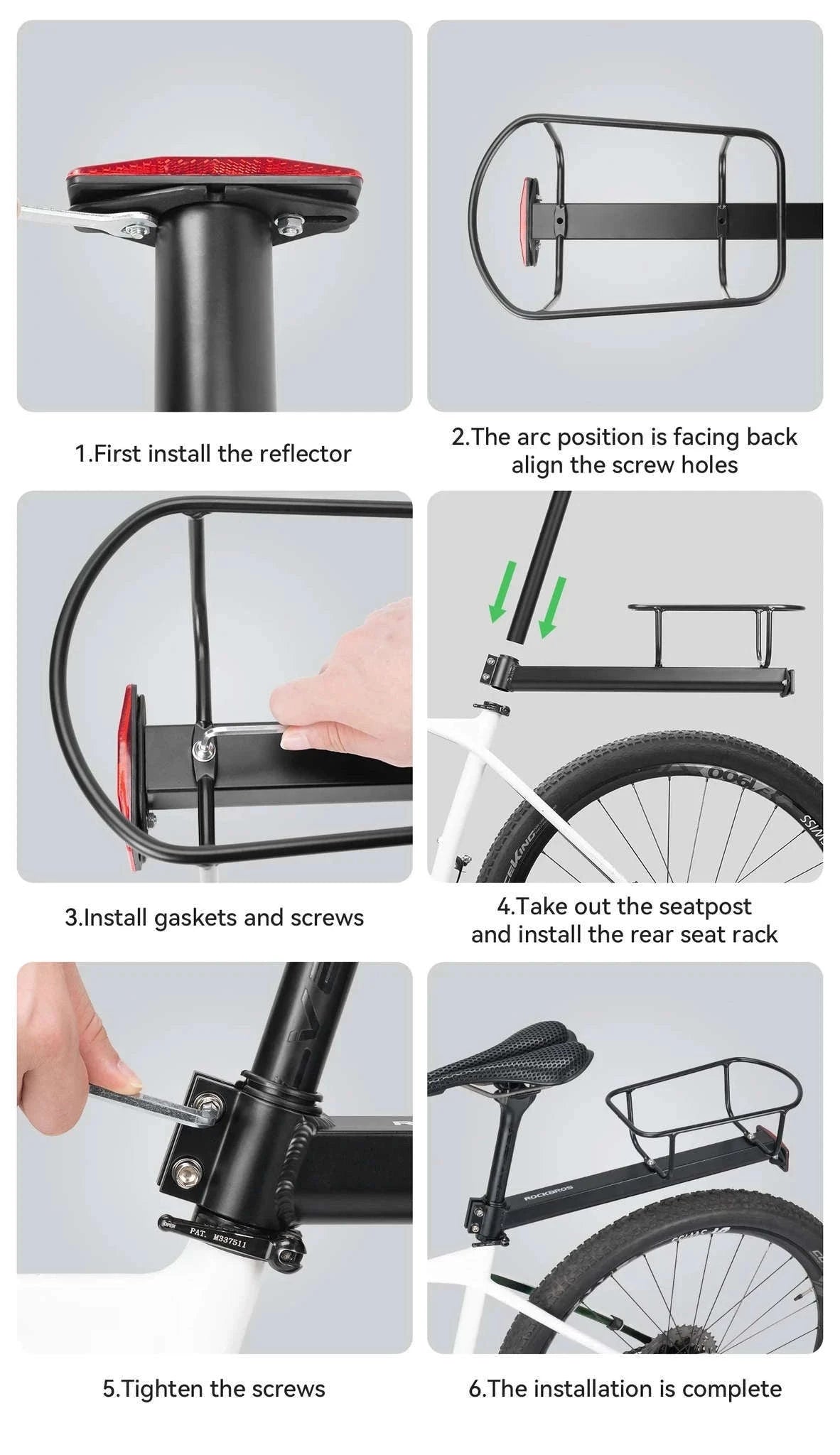 Aluminum Bike Rear Rack Carrier Shelf for Extra Storage on Rides-H310