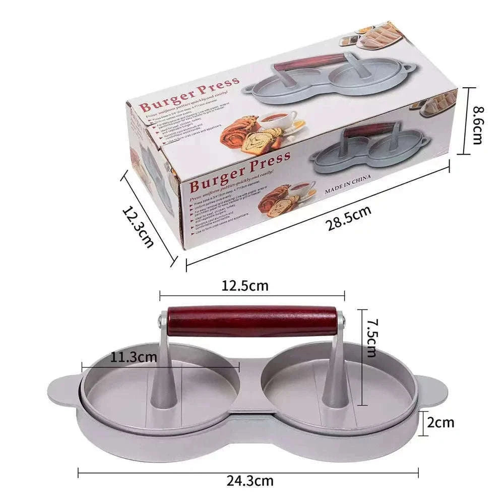 Aluminum Burger Press for Even, Shaped Homemade Patties-black