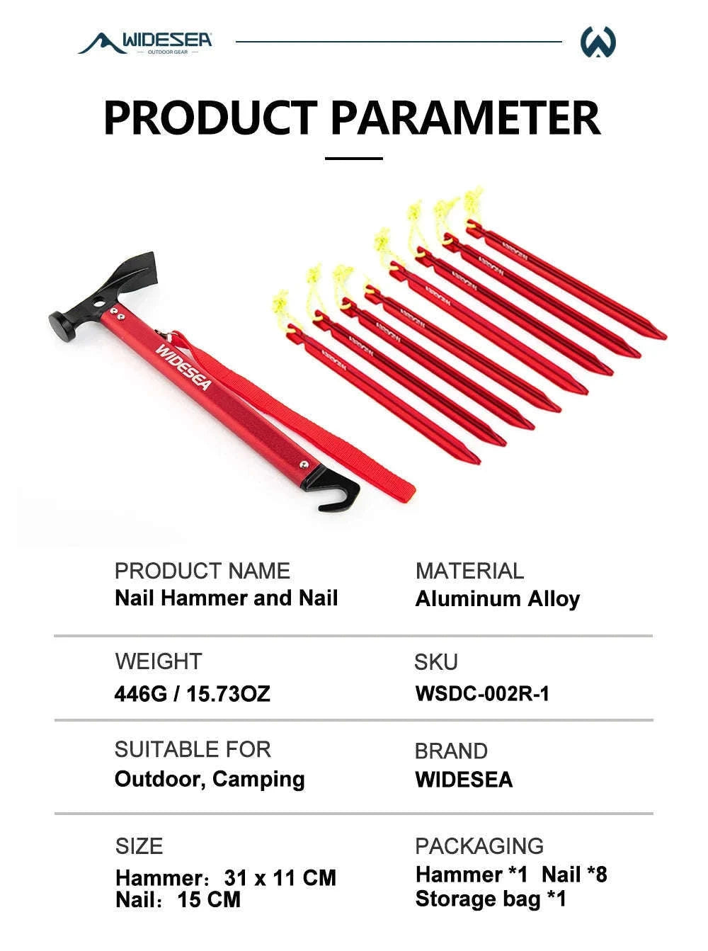 Aluminum Camping Nail Hammer-WSDC-002R
