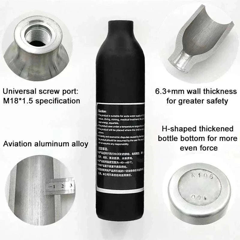 Aluminum CO2 Cylinder 30MPa M18×1.5 Thread for Aquarium & Gas Use-0.25L