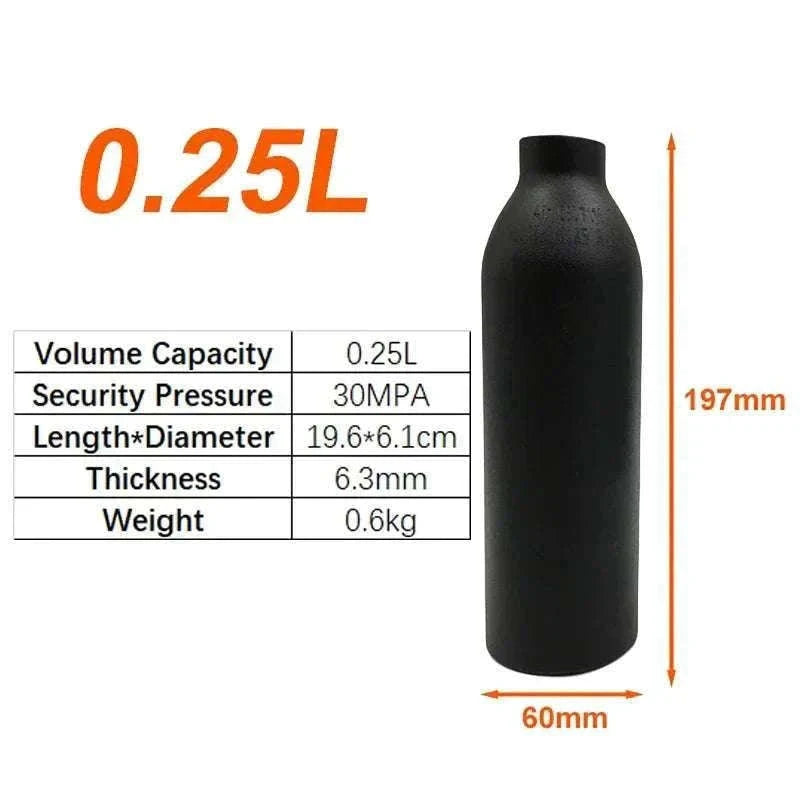 Aluminum CO2 Cylinder 30MPa M18×1.5 Thread for Aquarium & Gas Use-0.25L