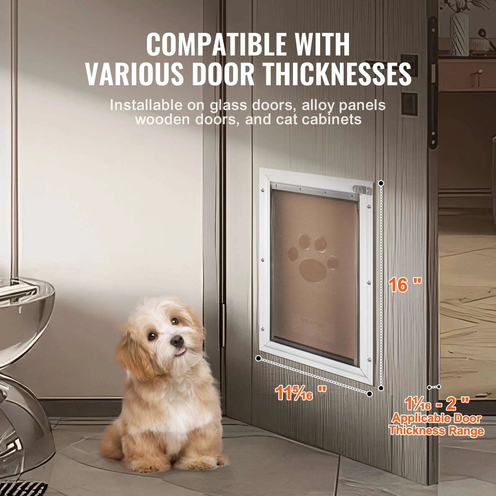 Aluminum Frame Pet Door with Locking Flap Weatherproof Dog Door-XL / france