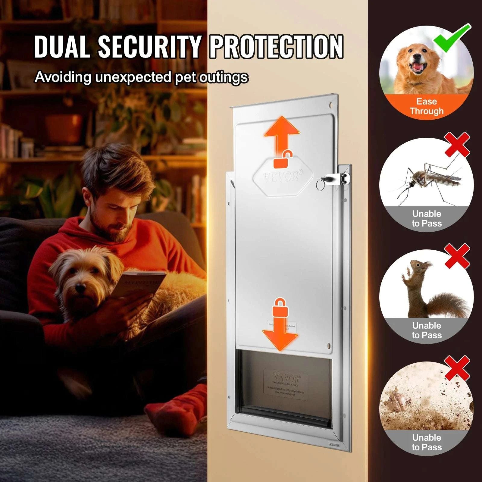 Aluminum Frame Pet Door with Locking Flap Weatherproof Dog Door-XL / france