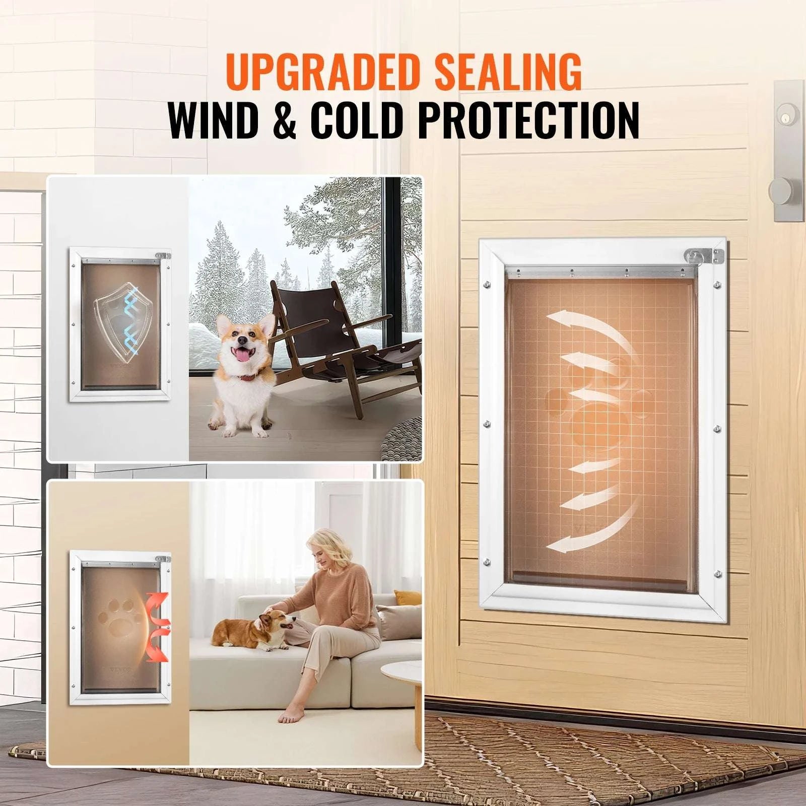 Aluminum Frame Pet Door with Locking Flap Weatherproof Dog Door-XL / france