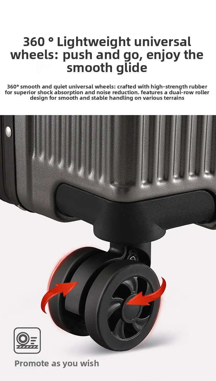 Aluminum Frame Suitcase with Silent All-Terrain Wheels and Cup Holder-Blue / 22 inches / United States