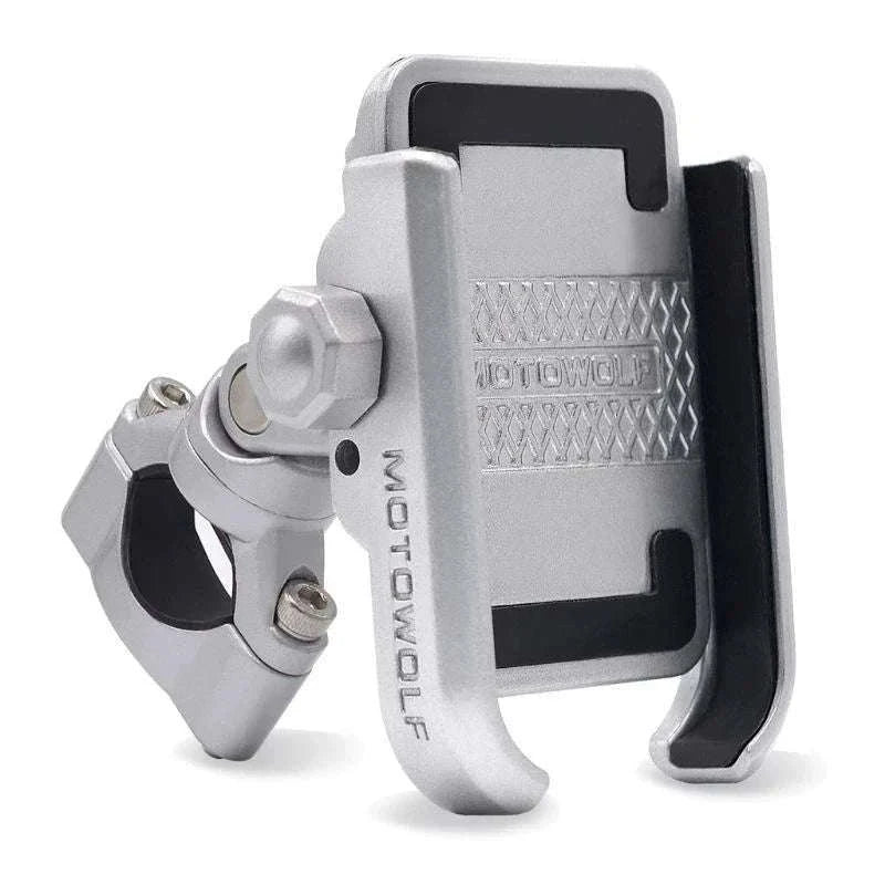 Aluminum Motorcycle Phone Holder Rearview Mirror Mount-Mirror-Silver