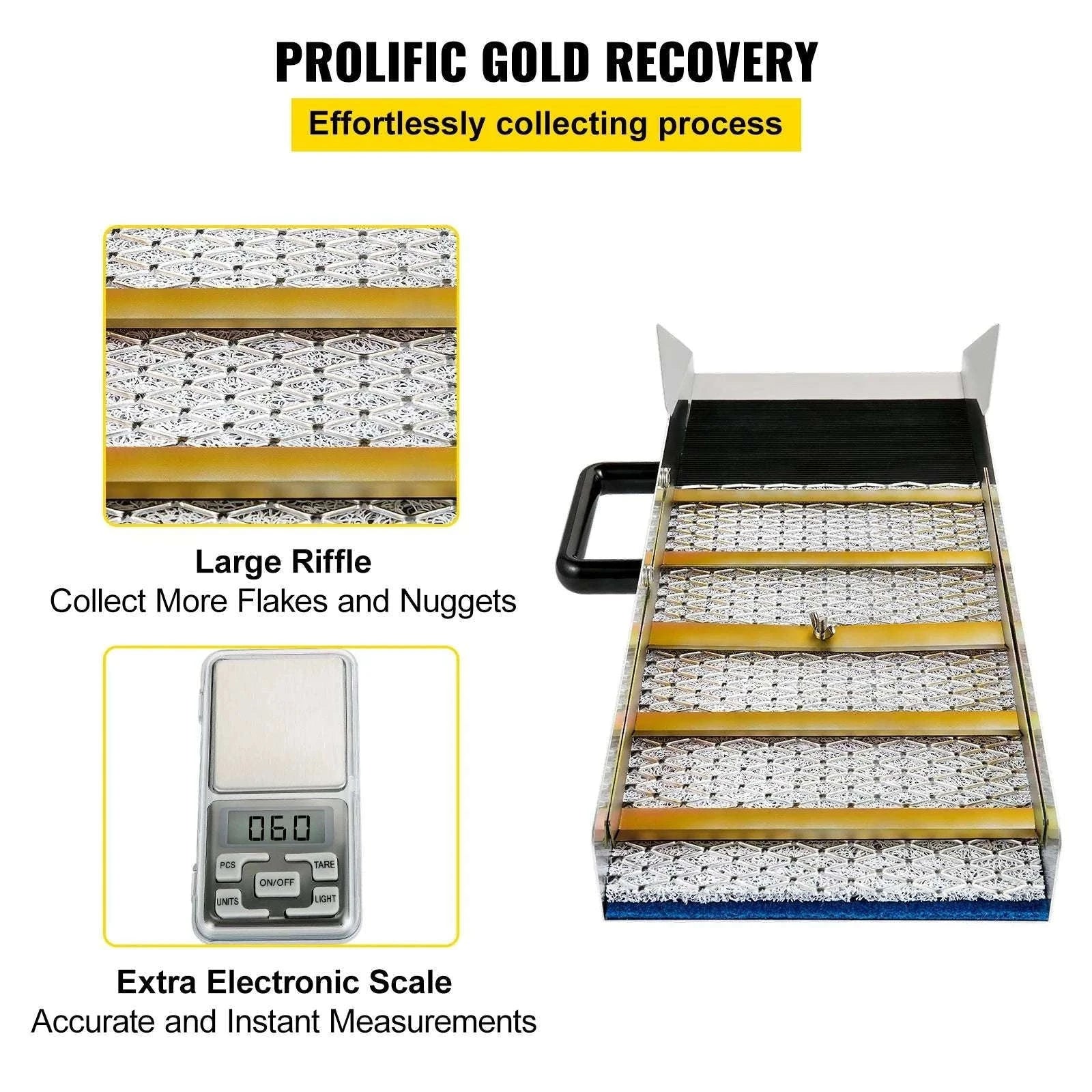 Aluminum Sluice Box Kit with Pocket Scale for Gold Prospecting-50Inch / france